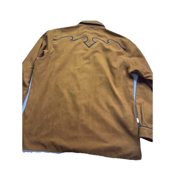 Vintage Wrangler Western Snap Shirt. Size XL Faux Suede Rust - Picture 13 of 15
